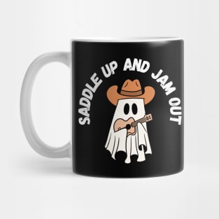 Saddle up and jam out, cute cowboy ghost playing the guitar. Halloween Mug